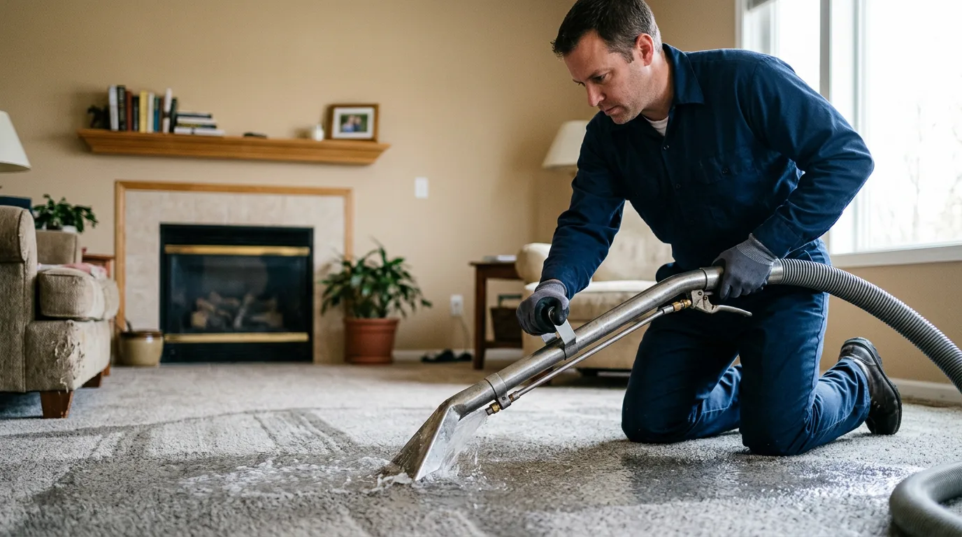 Water damage restoration technician working near Flint, MI
